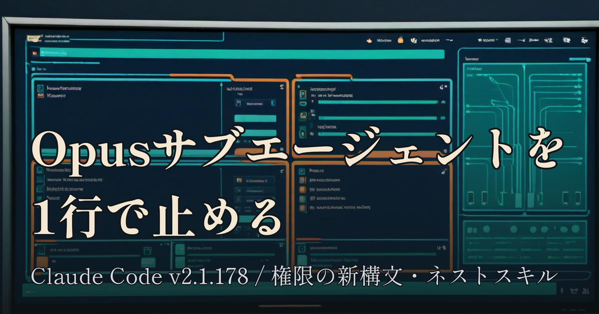 Featured image of post Claude Code v2.1.178、サブエージェントをモデル名で止められるようになった ── 権限ルールの新構文とネスト.claudeスキル