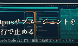 Featured image of post Claude Code v2.1.178、サブエージェントをモデル名で止められるようになった ── 権限ルールの新構文とネスト.claudeスキル