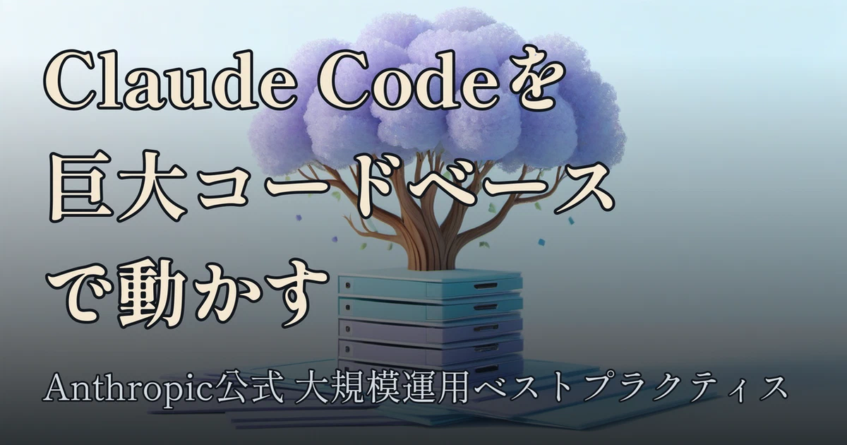 Featured image of post Claude Codeを数百万行のモノレポで動かす — Anthropic公式の大規模運用ベストプラクティス