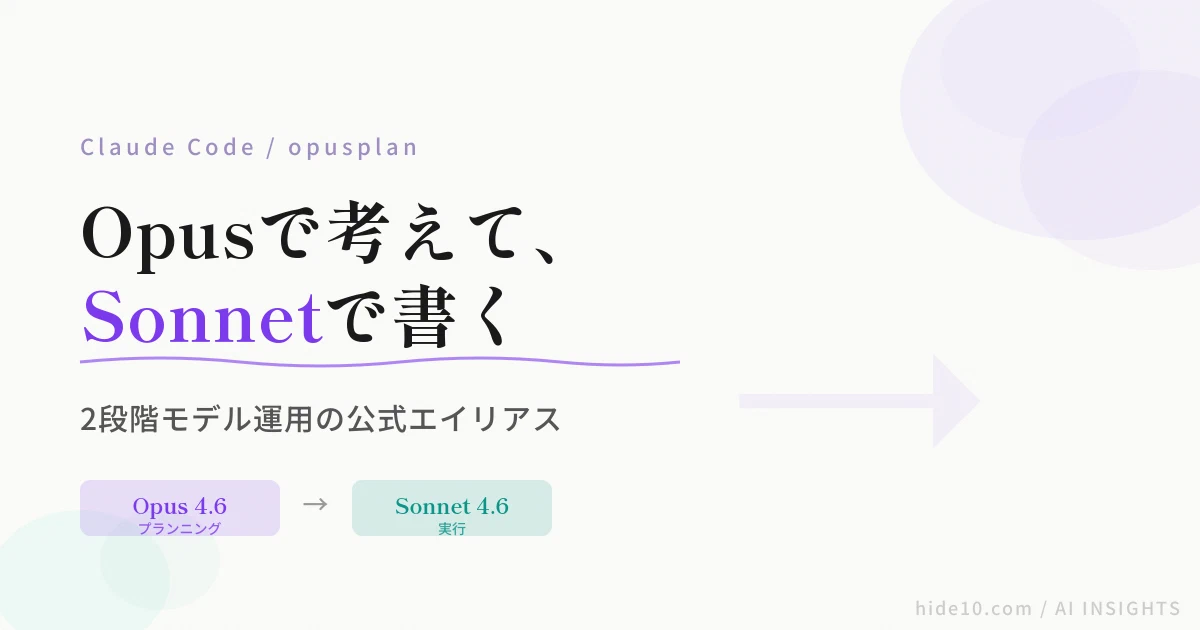 Featured image of post Claude Codeの「opusplan」── Opusで考えて、Sonnetで書く、2段階モデル運用