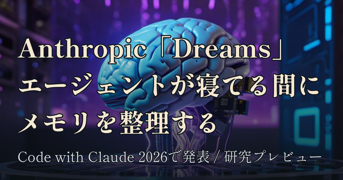 Featured image of post Anthropic「Dreams」発表。Claudeエージェントが寝ている間にメモリを整理する仕組み